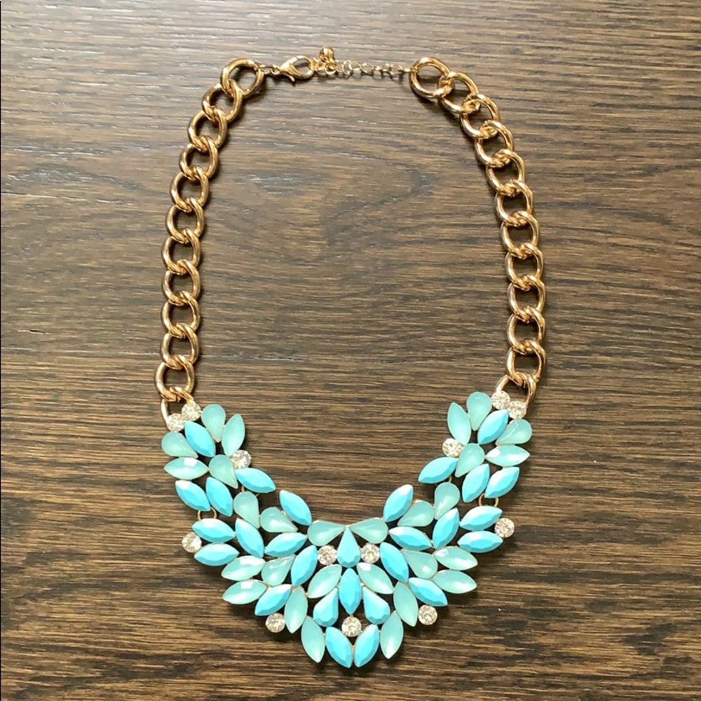Turquoise and Gold Statement Necklace